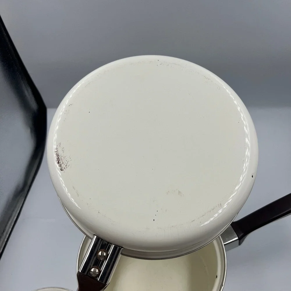 Vintage Villeroy & Boch Alt Amsterdam Floral Enamel Saucepan Skillet Set Cream
